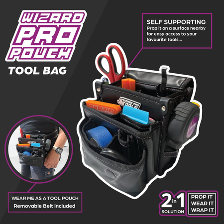 Wizard Pro Pouch - Tool Bag & Belt For Architectural Wrappers - Black Edition